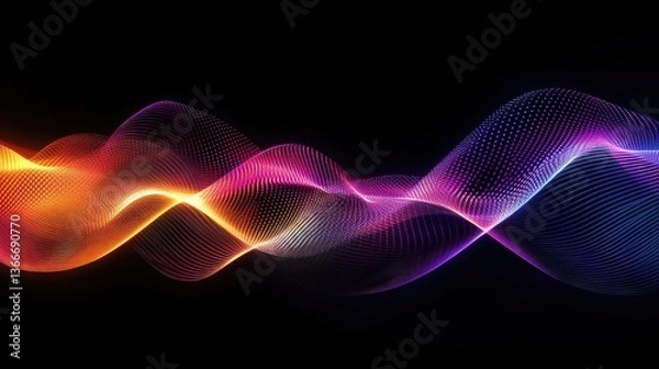 Fototapeta Abstract wave lines pattern dynamic colorful light flowing isolated on black background. concept of music, party, technology, modern. Abstract flowing wavy lines.