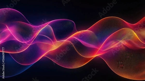 Fototapeta Abstract wave lines pattern dynamic colorful light flowing isolated on black background. concept of music, party, technology, modern. Abstract flowing wavy lines.