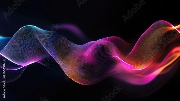 Fototapeta Abstract wave lines pattern dynamic colorful light flowing isolated on black background. concept of music, party, technology, modern. Abstract flowing wavy lines.