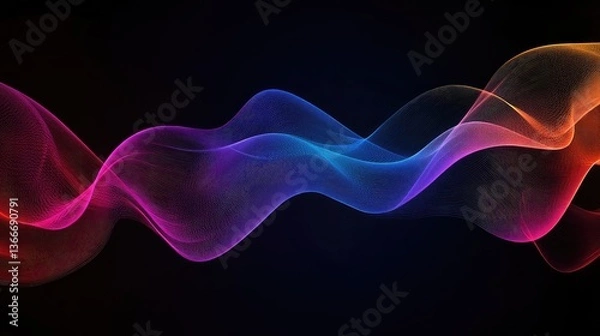 Fototapeta Abstract wave lines pattern dynamic colorful light flowing isolated on black background. concept of music, party, technology, modern. Abstract flowing wavy lines.