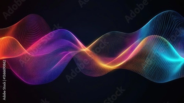 Fototapeta Abstract wave lines pattern dynamic colorful light flowing isolated on black background. concept of music, party, technology, modern. Abstract flowing wavy lines.