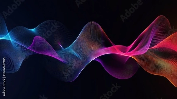 Fototapeta Abstract wave lines pattern dynamic colorful light flowing isolated on black background. concept of music, party, technology, modern. Abstract flowing wavy lines.