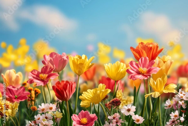 Fototapeta spring flowers background