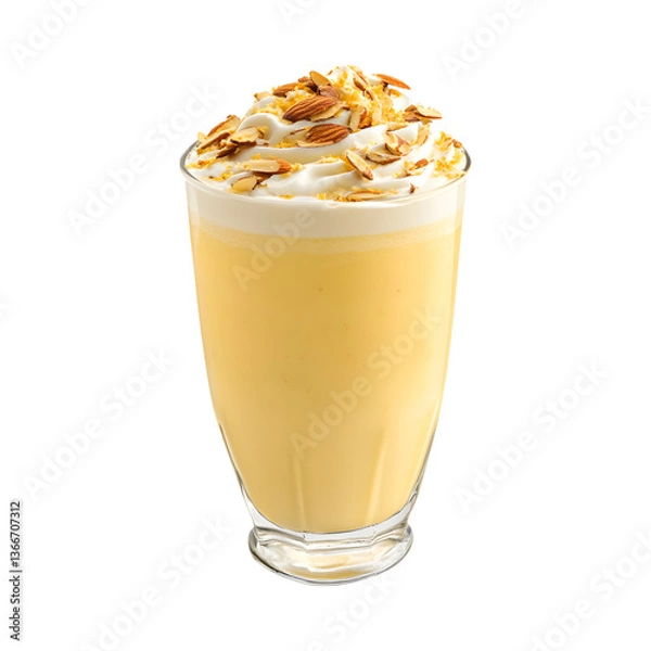 Fototapeta Saffron Almond Milkshake Isolated on Transparent Background