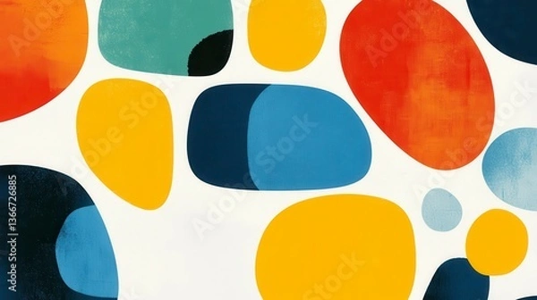 Obraz Abstract geometric shapes in a vibrant array of colors against a white background for contemporary design inspiration