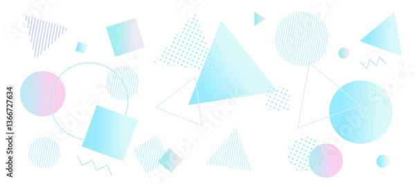 Fototapeta 夏をイメージした幾何学模様の背景イラスト　ジオメトリック　グラデーション　メンフィス