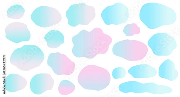 Fototapeta ふわふわした雲形のフレームイラストセット　グラデーション