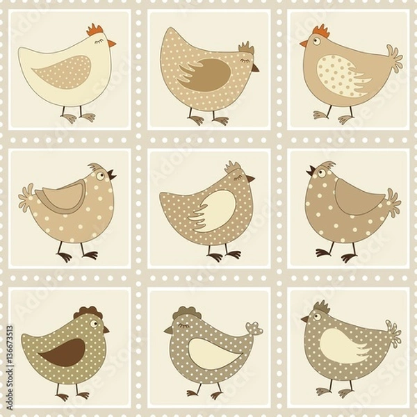 Fototapeta Seamless pattern with chicken cartoon