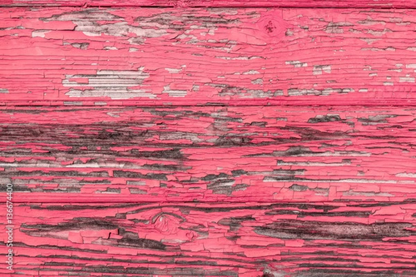 Fototapeta surface texture of the boards with the old pink paint