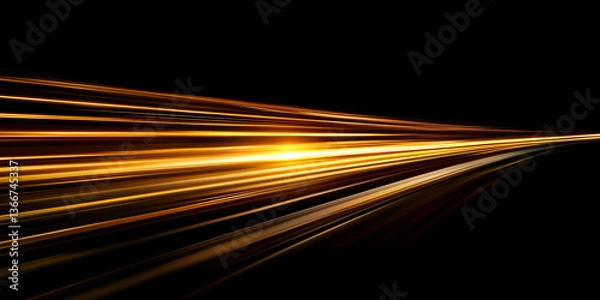 Obraz yellow gradient speed light motion blur effect on black background,blank gold speed glowing lines for design banner poster wallpaper with copy space