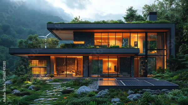 Fototapeta Smart Home with Renewable Energy – Sustainable Living Technology