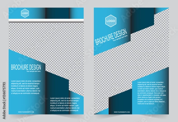Fototapeta Blue Brochure template flyer design