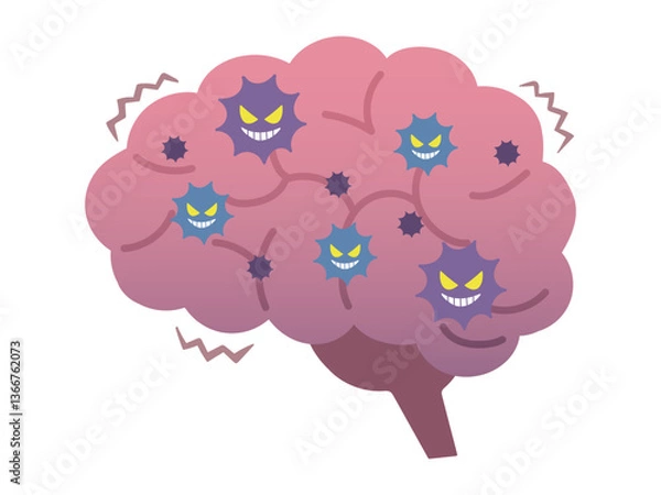 Fototapeta 悪い成分が出ている脳ミソのイラスト