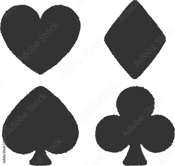 Fototapeta  クレヨンで描いたようなトランプマークセット