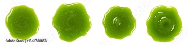 Fototapeta Set Of Green Sauce stain isolated on transparent background, PNG 