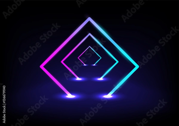 Fototapeta Abstract background with neon light cyberspace