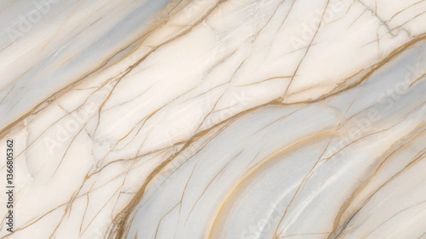 Fototapeta Elegant White Marble Texture with Gold and Gray Veins