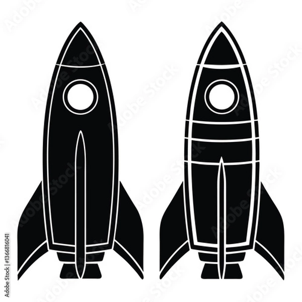 Fototapeta Rocket icon, Space ship vector silhouette, space shuttle launch vector Design