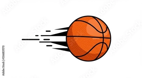 Fototapeta Dynamic Basketball Illustration with Motion Lines for Sports Branding and Merchandise Design.