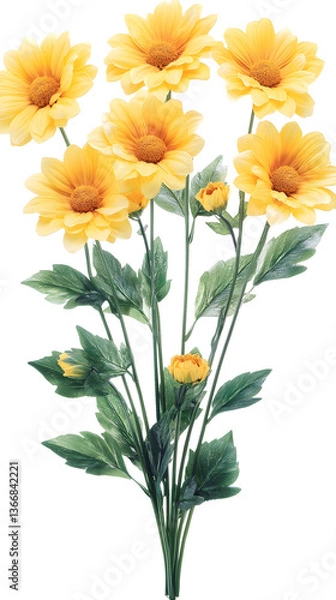 Fototapeta Radiant Yellow Daisies: Nature's Burst of Sunshine and Joy in a Field of Flowers