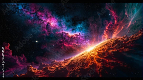 Fototapeta Nebula background with vibrant colors