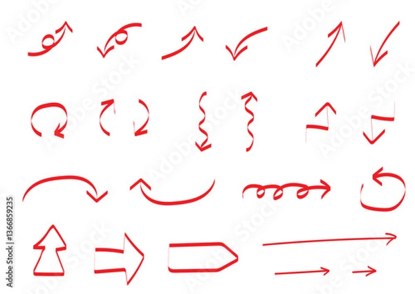 Obraz 手書きの赤矢印セット