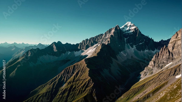 Obraz green mountain range with ice, 