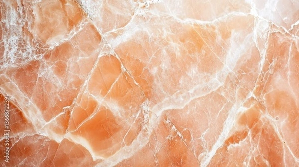 Fototapeta A detailed macro shot of pink marble with intricate white veins and shine.