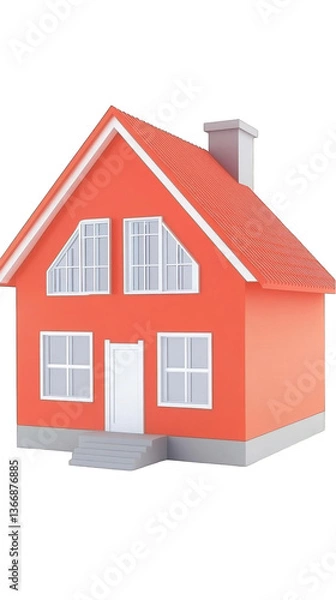 Fototapeta Isolated 3D Illustration of a Red House with Transparent Background