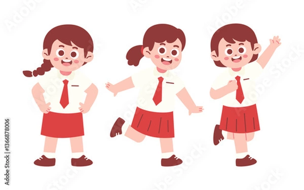 Obraz Happy Elementary School Student Jumping