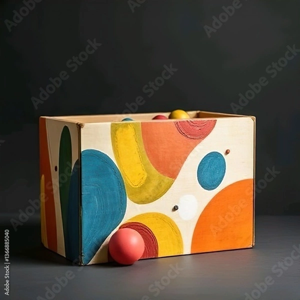 Fototapeta Colorful Abstract Wooden Box with Balls