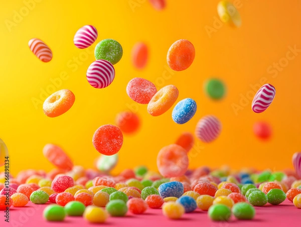 Fototapeta rainbow candys on a color background