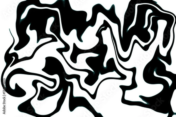 Fototapeta Black and white abstract marble background. Monochrome digital illustration in free hand drawing style