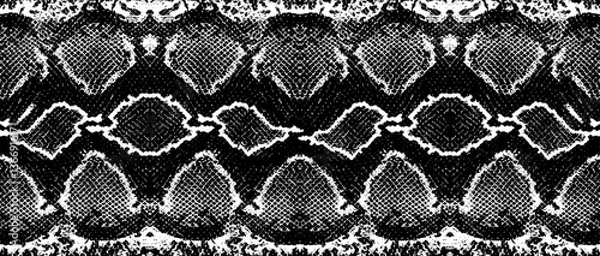 Obraz skin snake anaconda repeats seamless texture pattern boa black and white. print