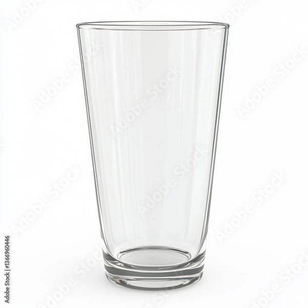 Fototapeta Empty, clear pint glass on a white background, perfect for beverage serving