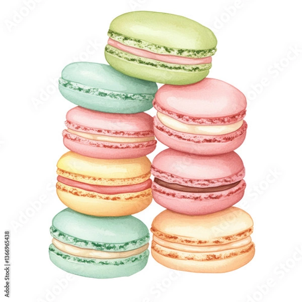 Fototapeta Delicious macarons on a food photography studio setting on a transparent background