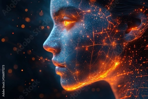 Fototapeta Futuristic Visual of AI-driven Online Security Measures Illustrating a High-Tech Integration of Technology and Consciousness