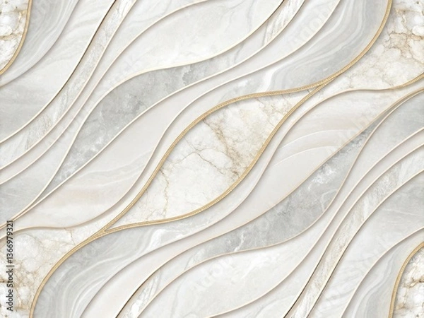 Fototapeta Seamless Waves Design Modern Interior Digital Art Elegant Style Top View Abstract Aesthetics