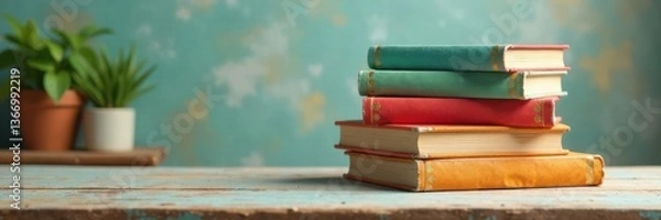 Fototapeta Whimsical stack of children's books , play, imagination
