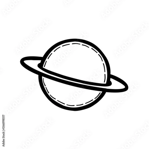 Obraz Vector Black Outline Icon Saturn Planet