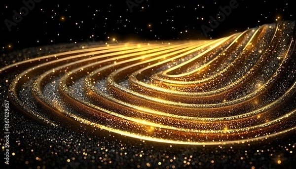 Fototapeta Gold Abstract Waves on Black