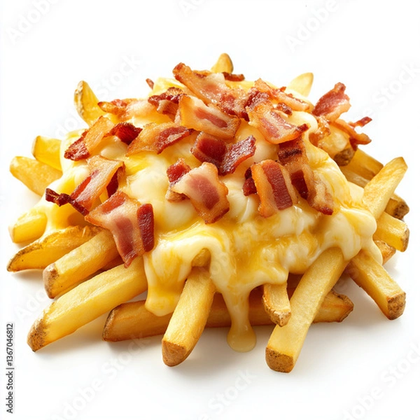 Fototapeta Loaded French Fries with Bacon and Cheese