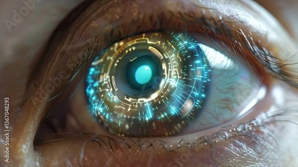 Obraz Futuristic Cybernetic Eye With Digital Interface