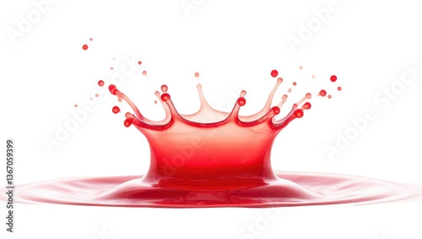Fototapeta Red Liquid Splash Crown on Black Background
