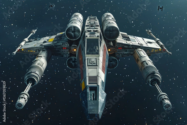 Fototapeta The iconic Y-wing Starfighter floating amidst the cosmos - A symbol of interstellar technology