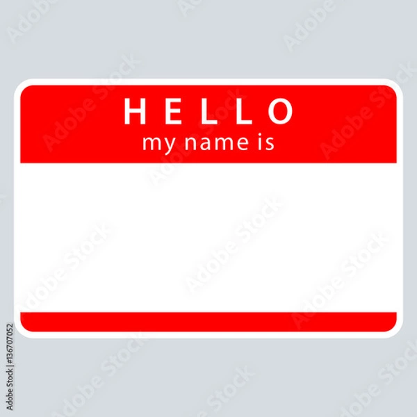 Fototapeta Red Name Tag My Name Is