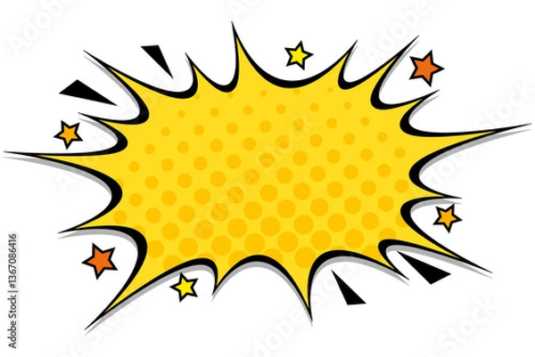 Fototapeta アメコミ風のポップな爆発ふきだしのイラスト　黄色