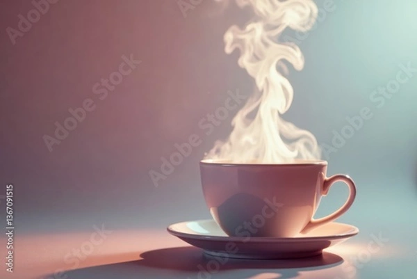 Obraz Steam rises from a cup as smoke floats upwards gently in air, smoke, steam