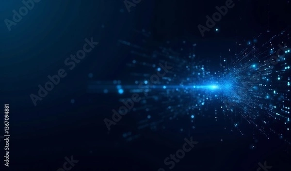 Obraz Abstract Blue Light Streaks Exploding Dynamically. AI Generated