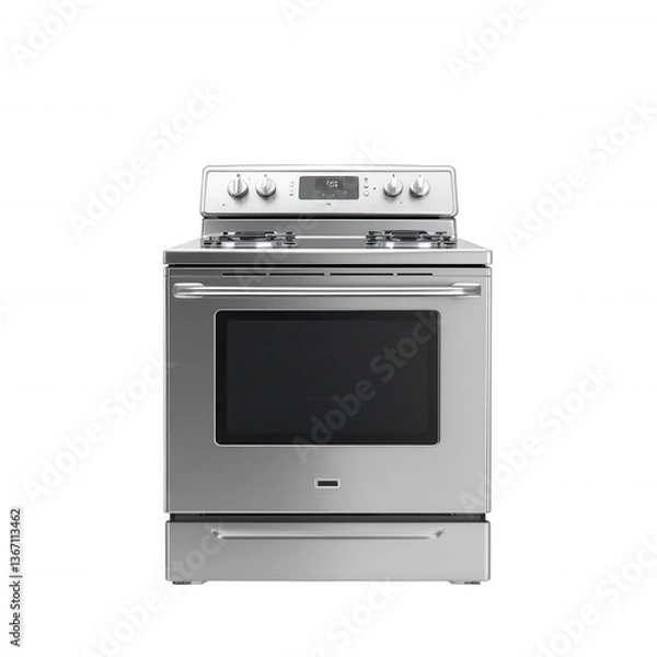 Fototapeta Sleek Stainless Steel Freestanding Range with Electronic Controls, Isolated on Transparent Background